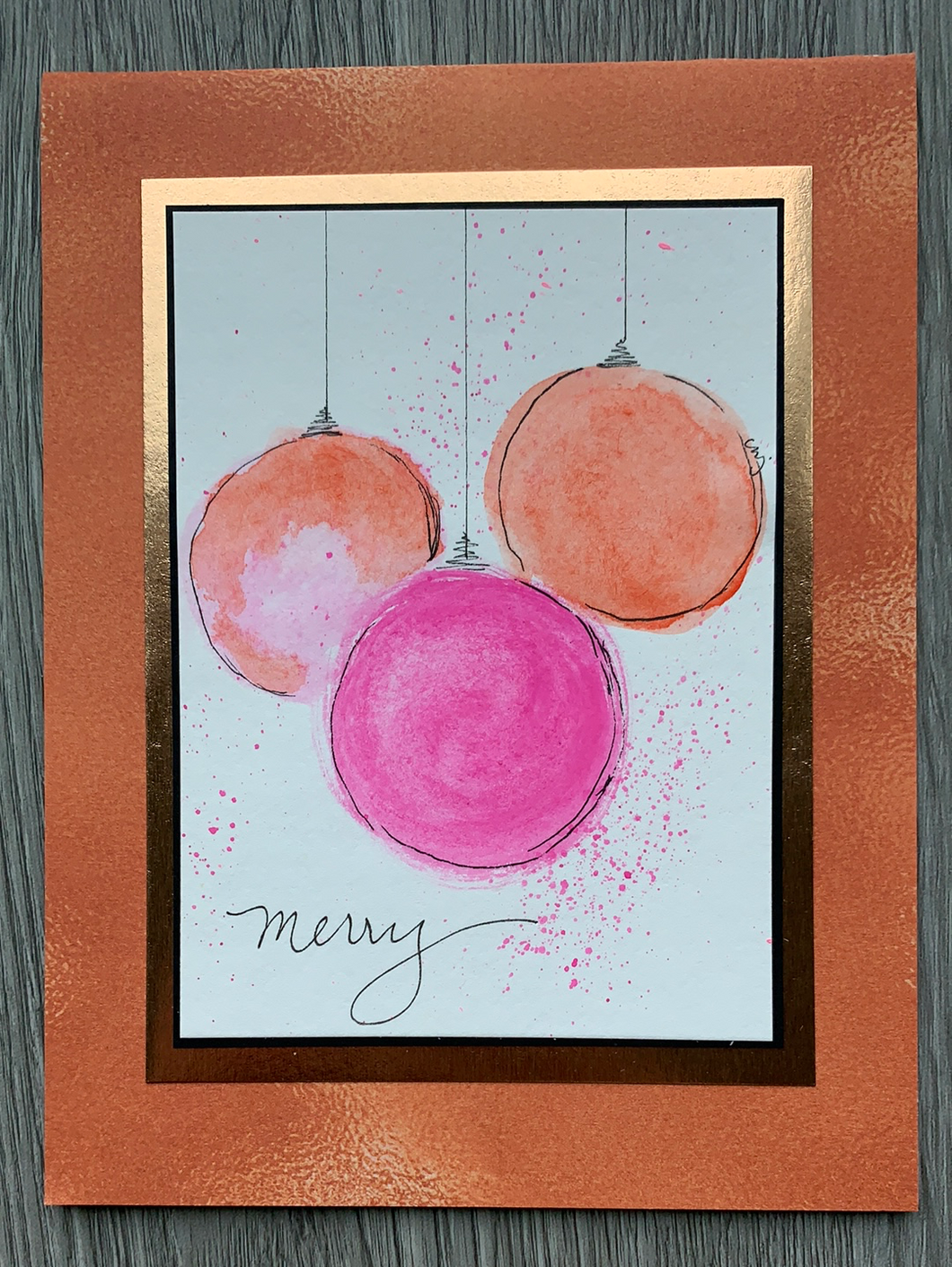 Ornaments - orange & pink - merry